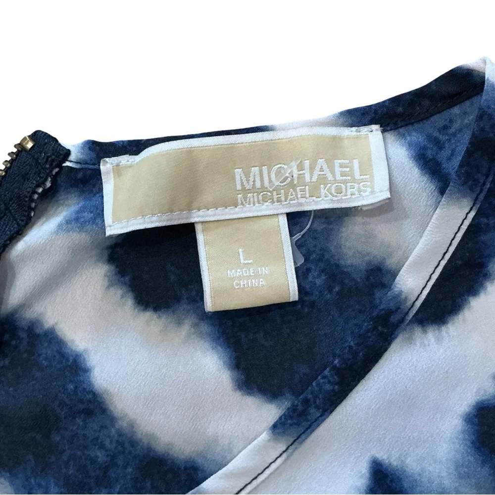 MICHAEL Michael Kors Blue Tie-Dye Tank Top Size Large